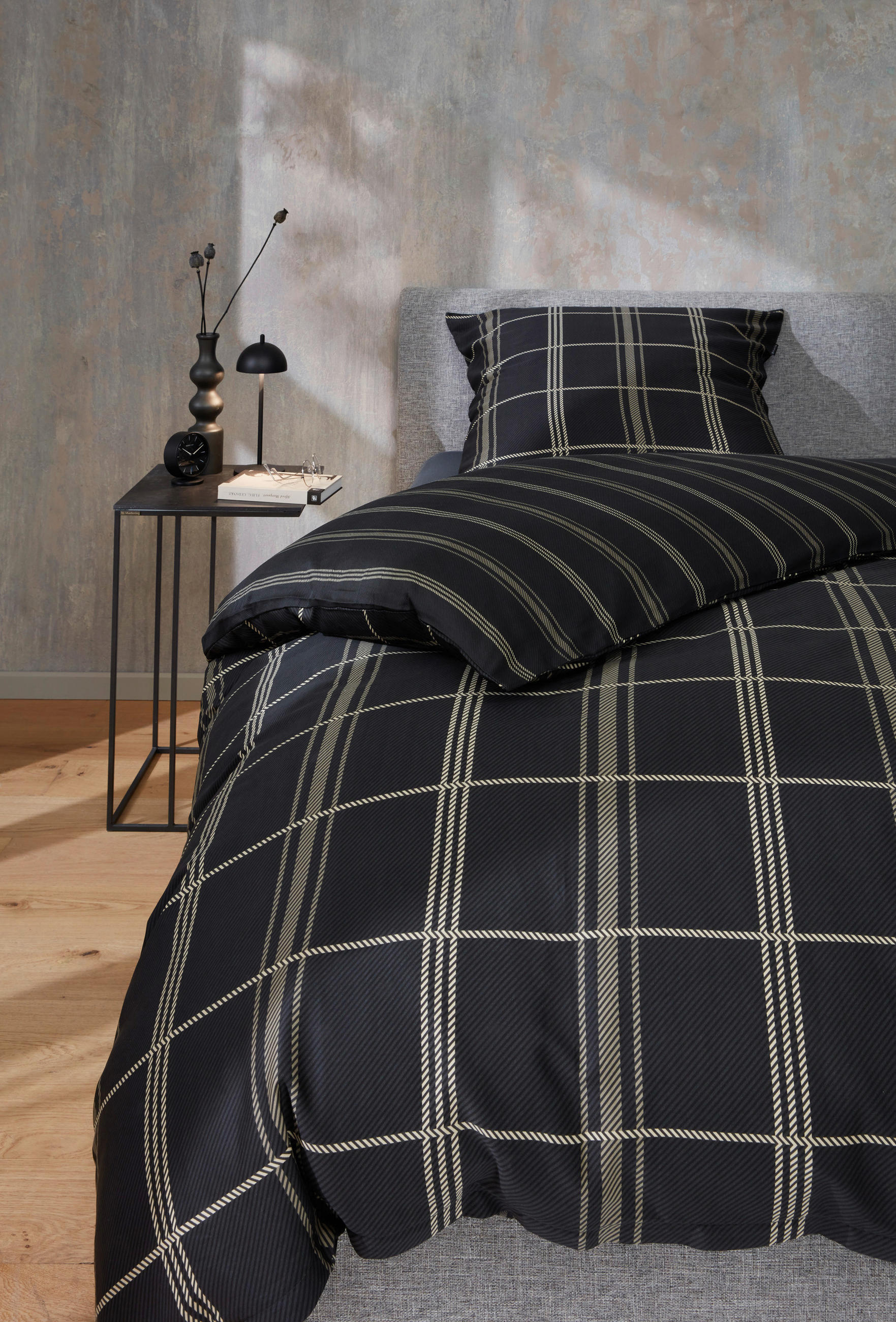 WENDEBETTWÄSCHE MR-Square Satin 155/220 cm  - Beige/Schwarz, Basics, Textil (155/220cm) - Musterring