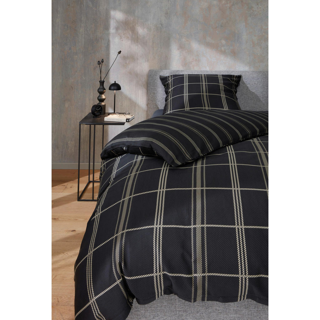 Thumbnail - Musterring Wendebettwäsche MR-Square, Schwarz, Beige, Textil, Karo, 155x220 cm, BCI (Better Cotton Initiative), Oeko-Tex...