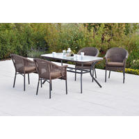 GARTENTISCHGRUPPE  - Dunkelbraun/Graphitfarben, KONVENTIONELL, Glas/Kunststoff - Gardenson