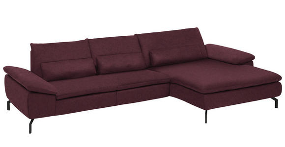 WOHNLANDSCHAFT in Textil Weinrot - Weinrot/Schwarz, Design, Textil/Metall (181/341cm) - Dieter Knoll