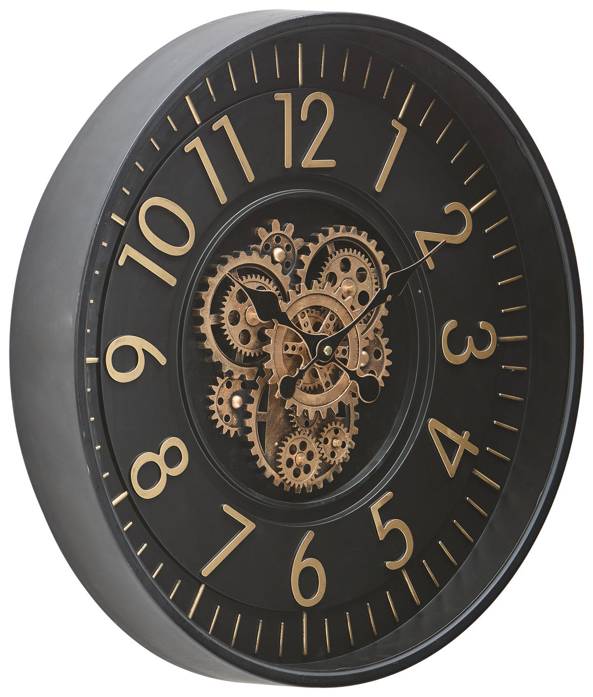 WANDUHR  Schwarz, Goldfarben  - Goldfarben/Schwarz, Trend, Glas/Kunststoff (53/8/53cm) - Landscape