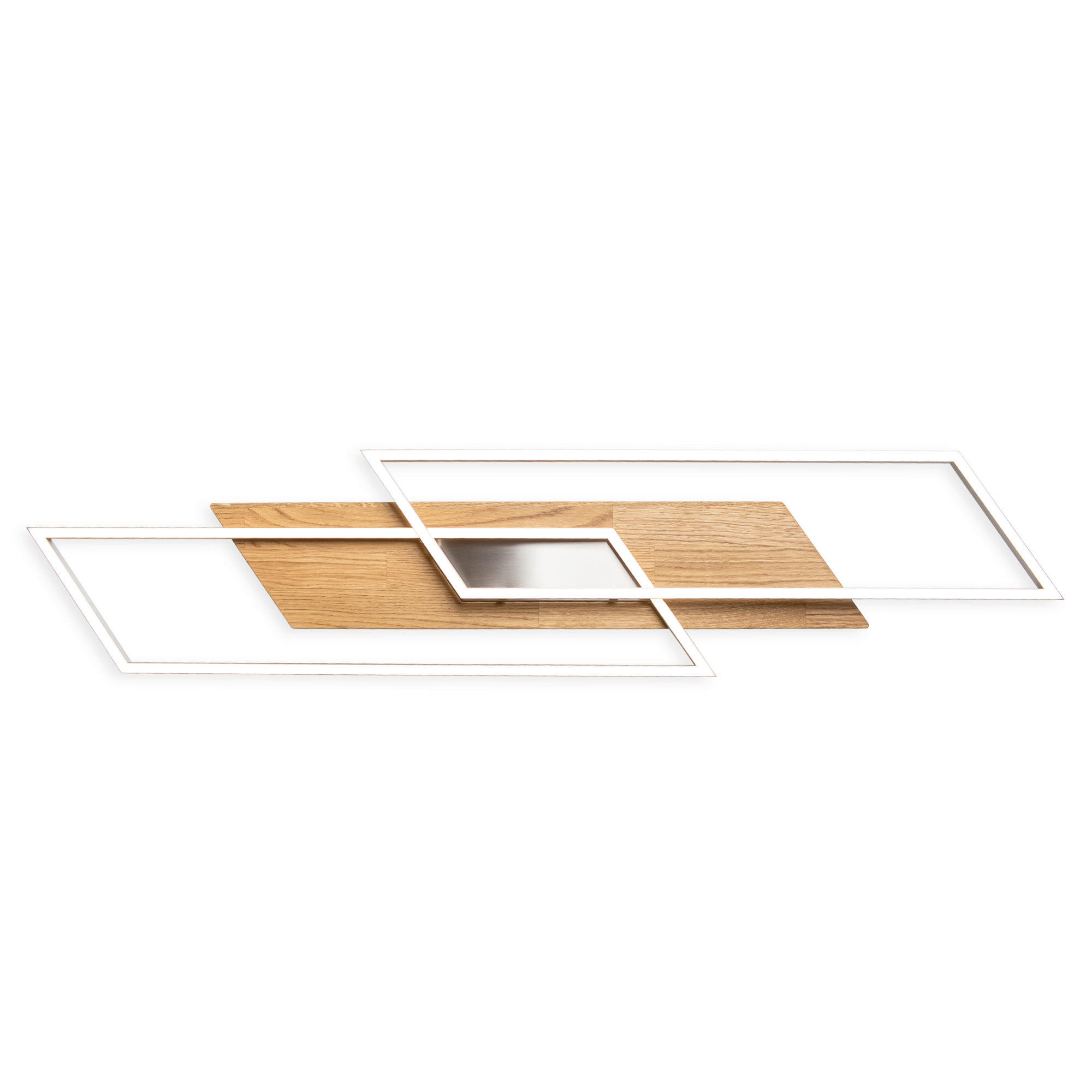 DECKENLEUCHTE 114/25/7 cm   - Nickelfarben, Design, Holz/Metall (114/25/7cm)