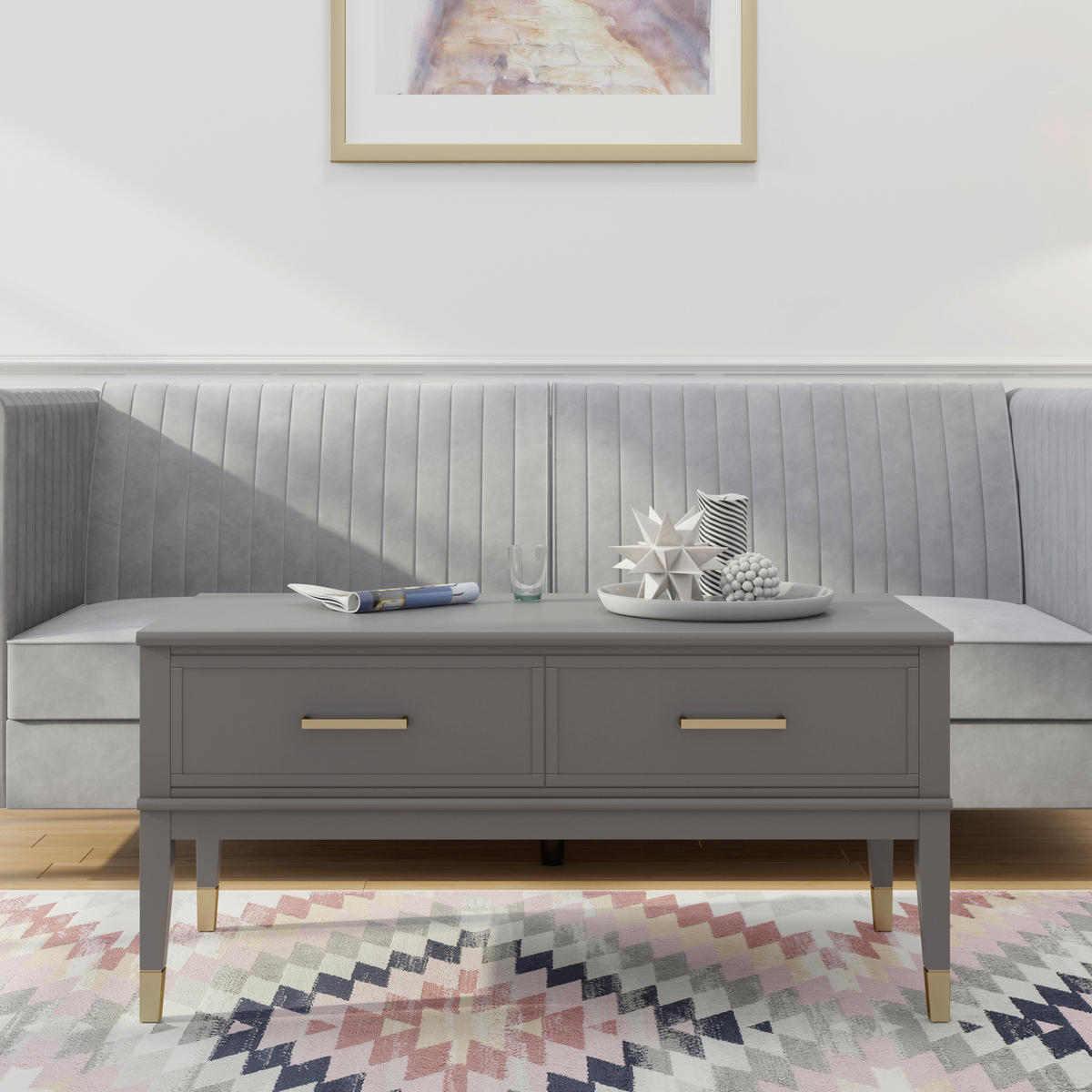 COUCHTISCH Westerleigh 106/52/51 cm rechteckig Graphitfarben  - Messingfarben/Graphitfarben, Design, Holzwerkstoff/Metall (106/52/51cm) - MID.YOU