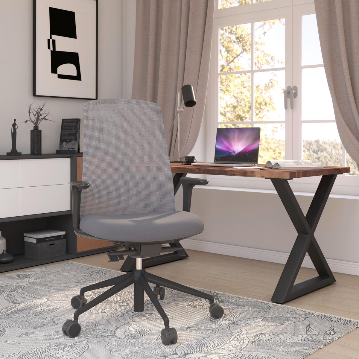 DREHSTUHL Grau, Schwarz, Dunkelgrau  - Dunkelgrau/Schwarz, MODERN, Kunststoff/Textil (70/103-115/70cm)