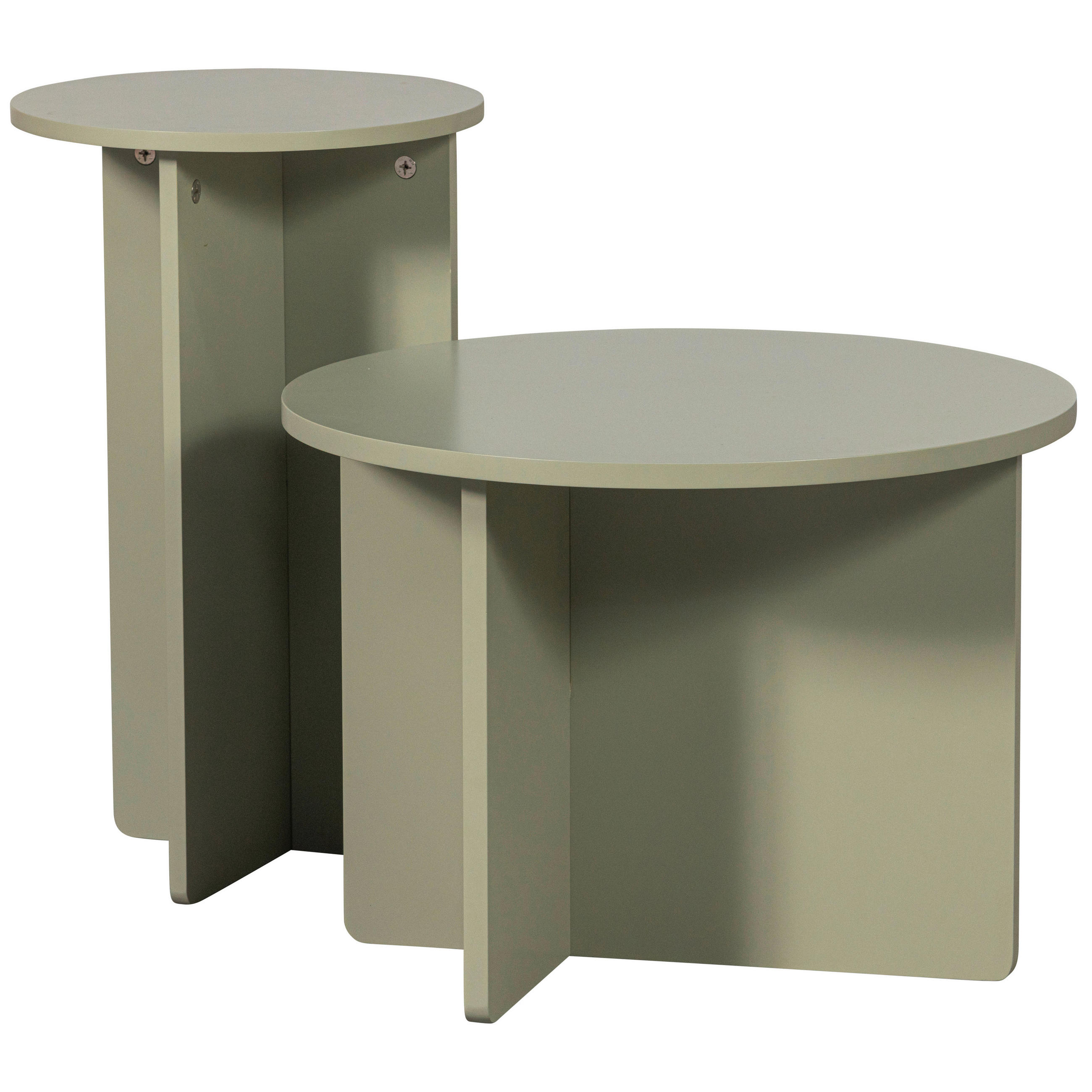 BEISTELLTISCHSET rund Grün  - Grün, Design, Holzwerkstoff - Livetastic