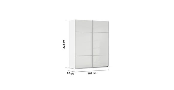 SCHWEBETÜRENSCHRANK 181/223/67 cm 2-türig Weiß - Alufarben/Weiß, KONVENTIONELL, Glas/Holzwerkstoff (181/223/67cm) - Novel