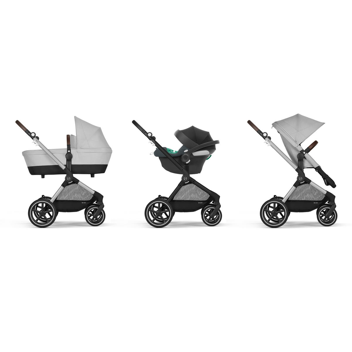 SET DJEČJIH KOLICA  EOS Lux inkl.  Aton B2  - siva/srebrne boje, Basics, tekstil/metal (92/53/50,8cm) - Cybex