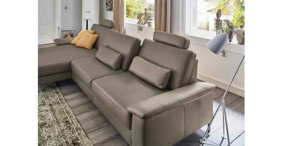 ECKSOFA in Echtleder Graubraun 176/334 cm - Graubraun/Schwarz, Design, Leder/Metall (176/334cm) - Dieter Knoll