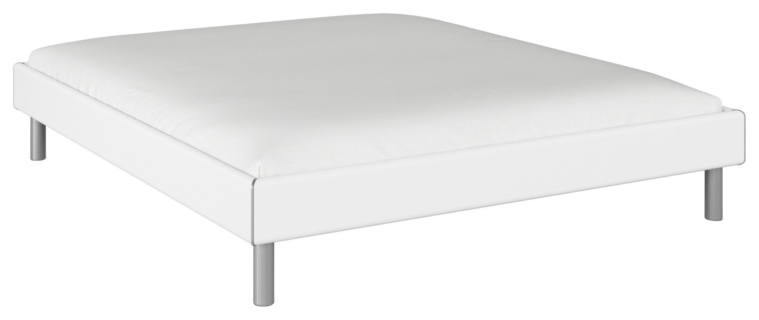 BETT 180/200 cm  in Weiss   - Weiss/Alufarben, Design, Holzwerkstoff/Metall (180/200cm) - Carryhome