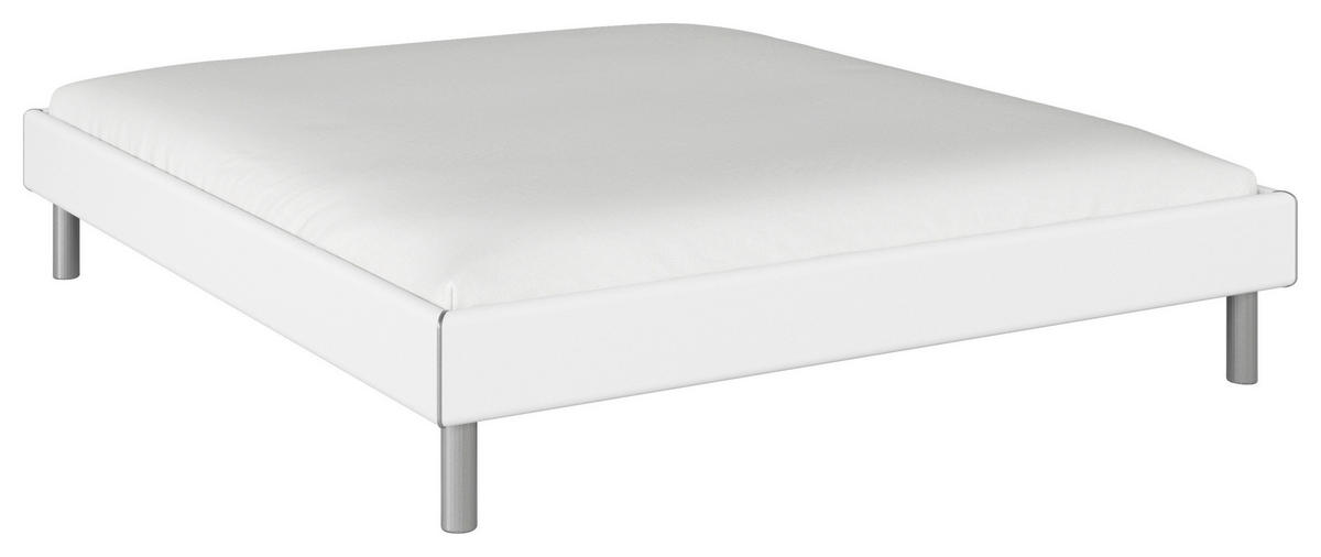 BETT 180/200 cm  in Weiss   - Weiss/Alufarben, Design, Holzwerkstoff/Metall (180/200cm) - Carryhome