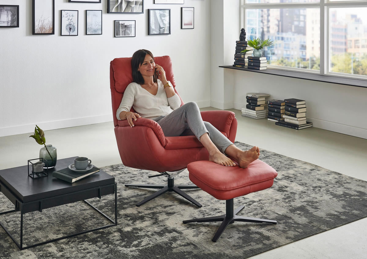 RELAXSESSEL in Textil Rot  - Rot/Schwarz, Design, Textil/Metall (79/108/89cm) - Beldomo System