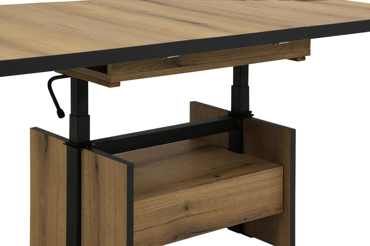 COUCHTISCH 70/110-150/54-73 cm rechteckig Anthrazit, Eichefarben  - Eichefarben/Anthrazit, Design, Holzwerkstoff (70/110-150/54-73cm) - Livetastic