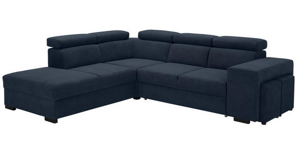 ECKSOFA  in Webstoff Dunkelblau  - Schwarz/Dunkelblau, KONVENTIONELL, Holz/Textil (244/283cm) - Carryhome