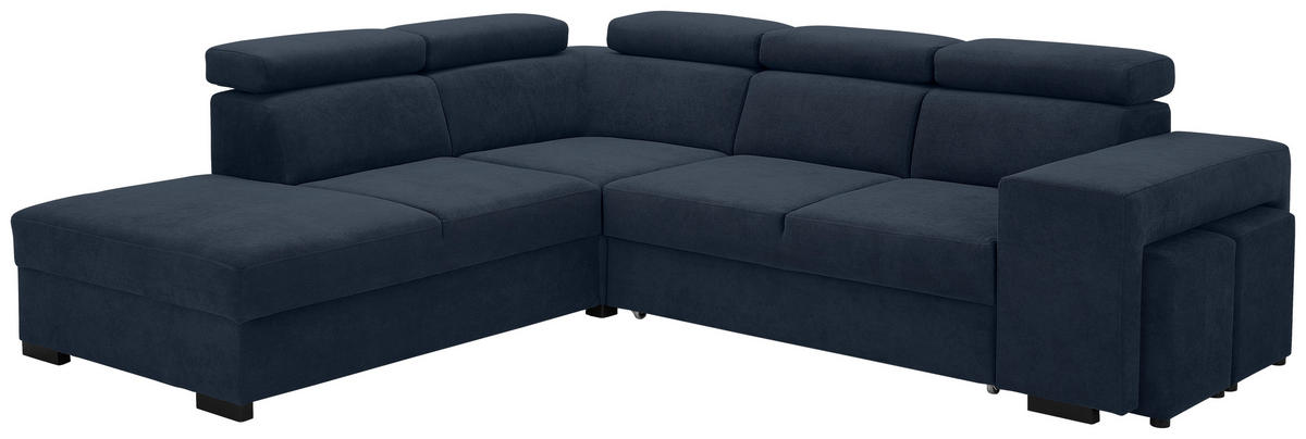 ECKSOFA Dunkelblau Webstoff  - Schwarz/Dunkelblau, KONVENTIONELL, Holz/Textil (244/283cm) - Carryhome