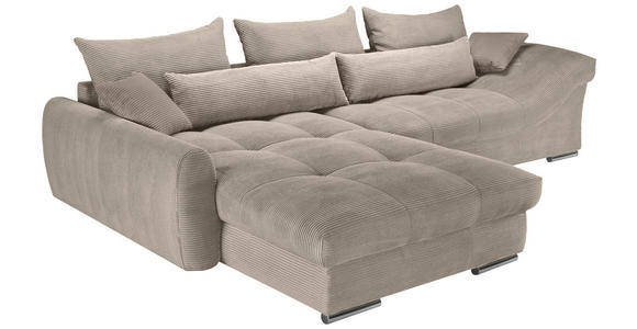ECKSOFA Taupe Cord  - Taupe/Chromfarben, KONVENTIONELL, Textil/Metall (225/335cm) - Carryhome