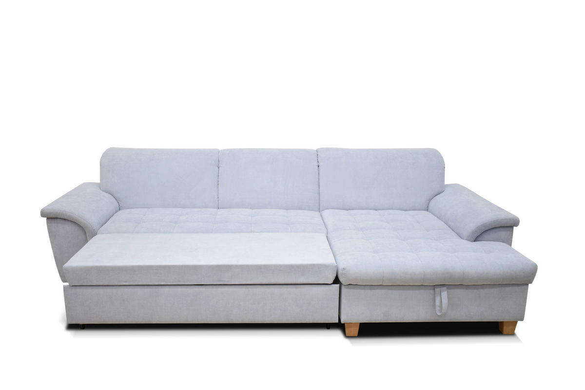 ECKSOFA Pastellblau Mikrofaser  - Pastellblau/Eichefarben, KONVENTIONELL, Holz/Textil (279/170cm) - MID.YOU