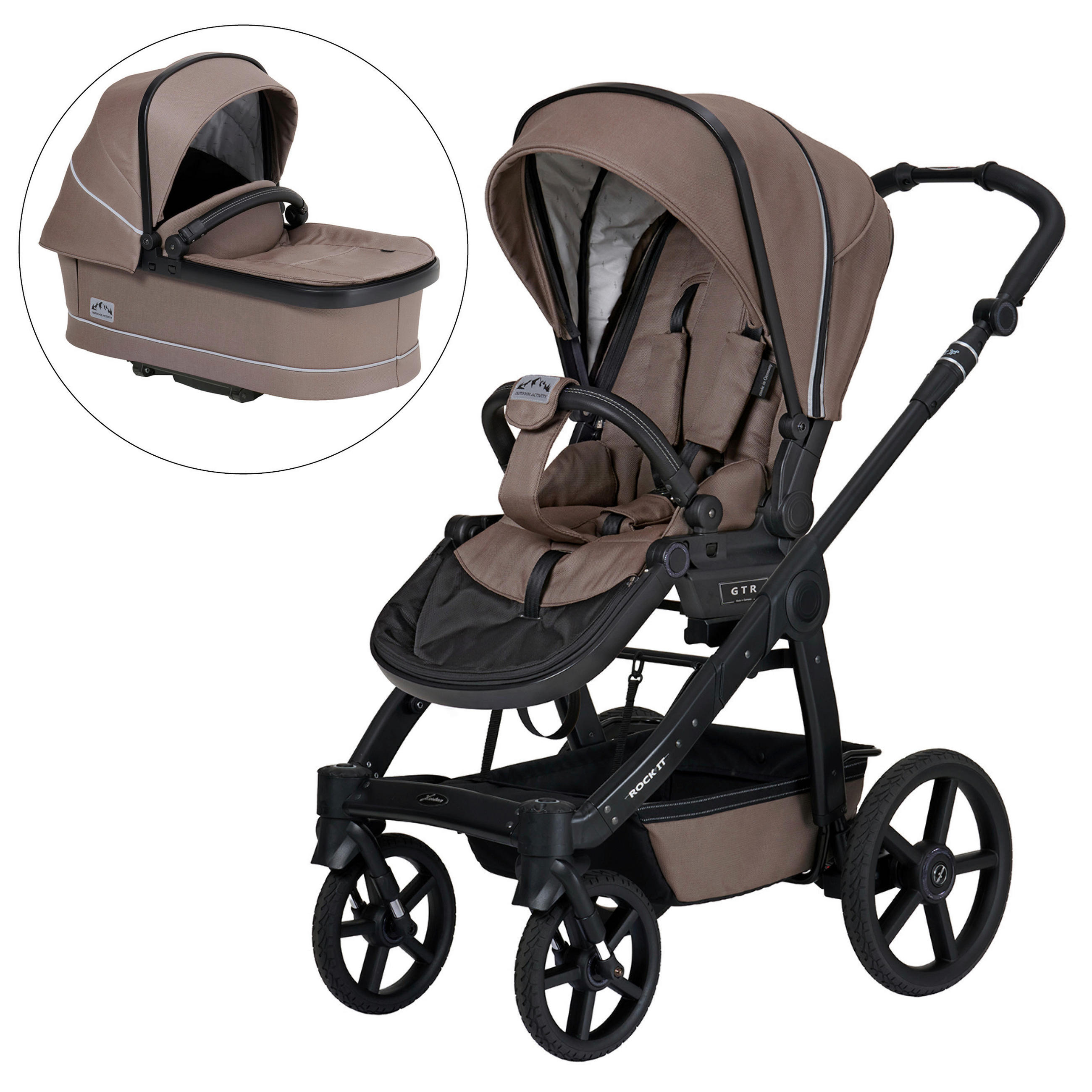 KINDERWAGENSET ROCK IT Outdoor  - Schwarz/Cappuccino, Basics, Textil/Metall (102/58/120cm) - Hartan