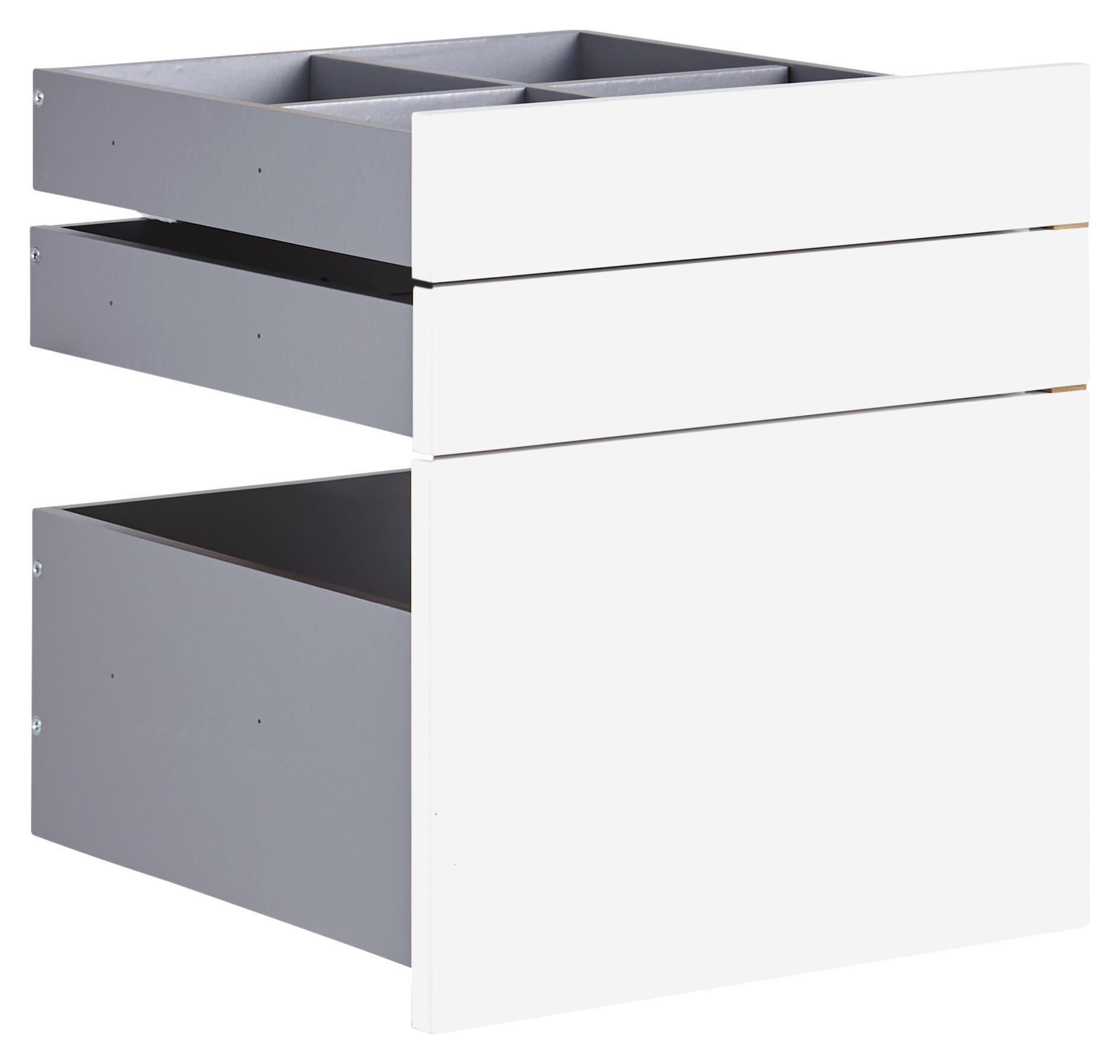 SCHUBLADENSET 45,3/50,3/46,8 cm   - Weiß Hochglanz, KONVENTIONELL, Holzwerkstoff (45,3/50,3/46,8cm) - Hom`in