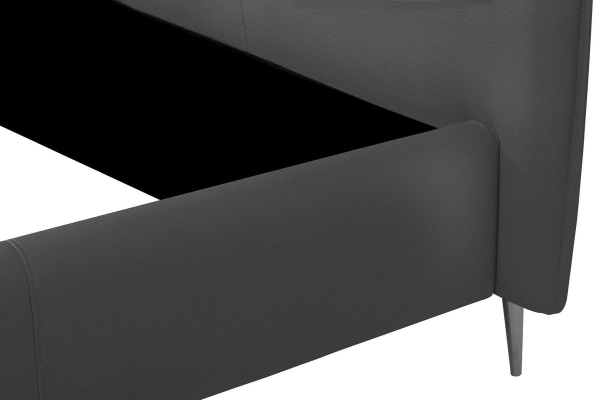 POLSTERBETT 140/200 cm,  in Anthrazit, gepolstertes Kopfteil,  - Anthrazit/Schwarzchrom, KONVENTIONELL, Leder/Metall (140/200cm) - Esposa