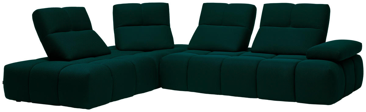 ECKSOFA in Struktur Petrol  233/313 cm  - Petrol/Schwarz, Design, Kunststoff/Textil (233/313cm) - Emilio Belluti