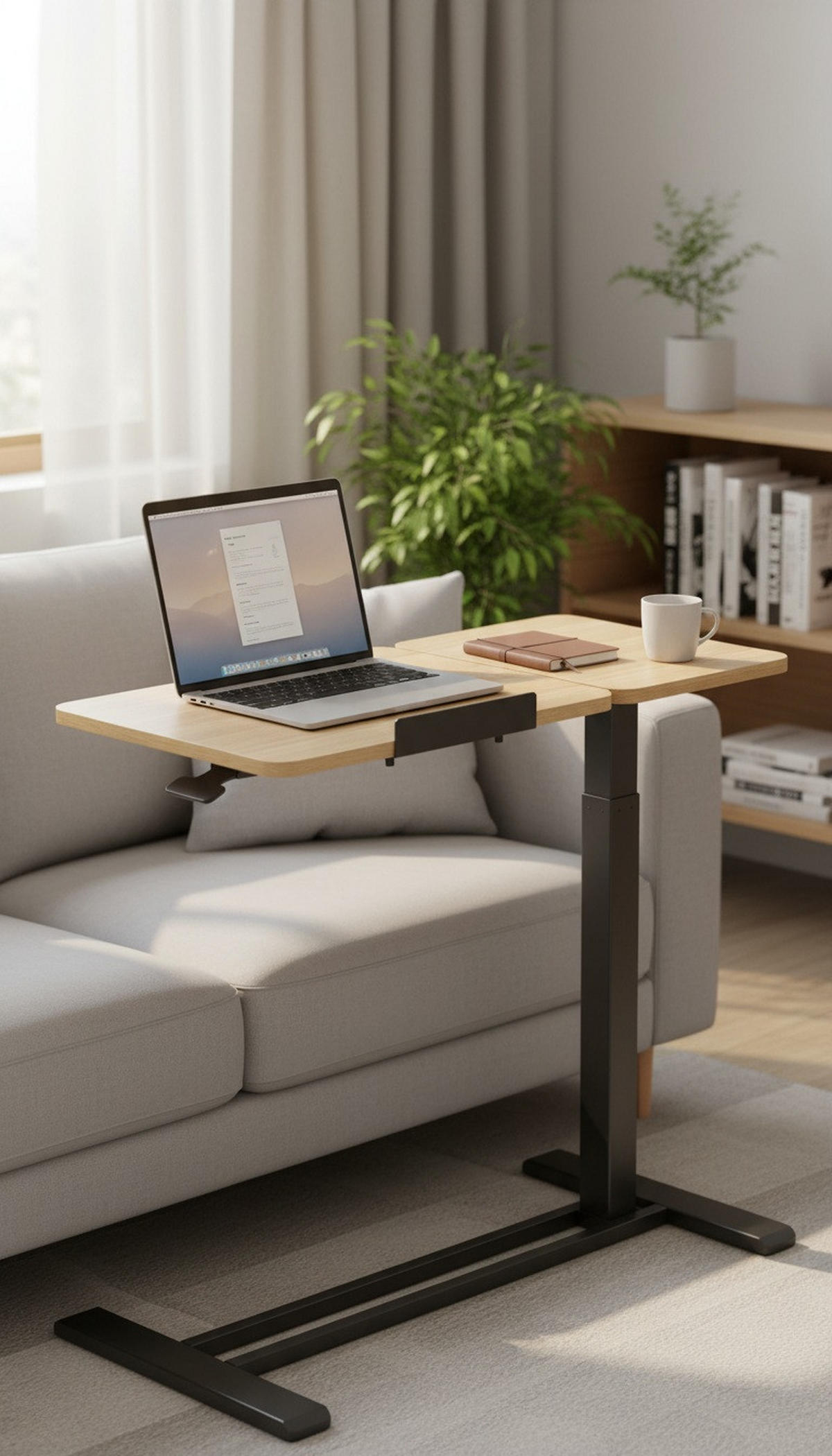 LAPTOPTISCH  Schwarz, Eichefarben Gasdruckfeder höhenverstellbar  - Eichefarben/Schwarz, MODERN, Holzwerkstoff/Kunststoff (78/65,5/105/38cm) - MID.YOU