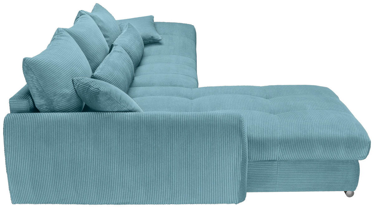 ECKSOFA Türkis Cord  - Türkis/Chromfarben, KONVENTIONELL, Textil/Metall (225/335cm) - Carryhome