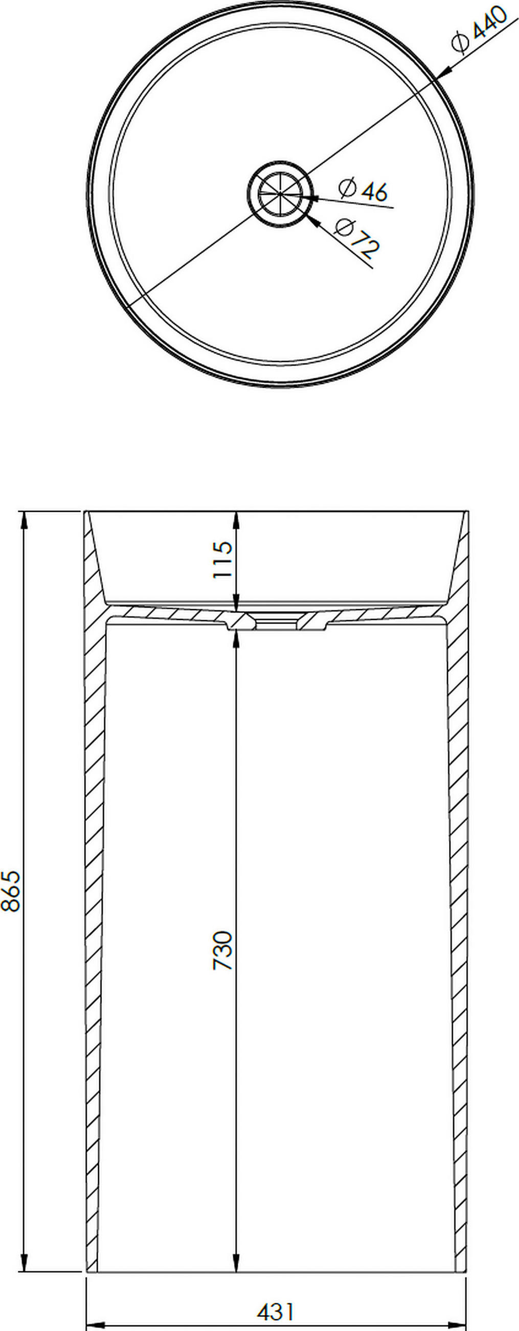 WASCHBECKEN  - Türkis/Weiss, Basics, Stein (43,7/86,5/43,7cm) - Dieter Knoll