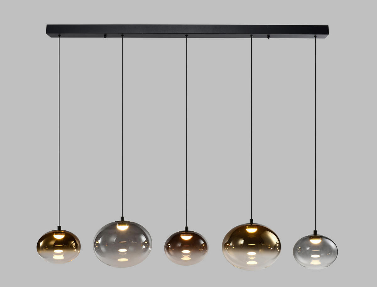 LED-HÄNGELEUCHTE Pesaro 128/170/20 cm  - Schwarz, Design, Glas/Metall (128/170/20cm)