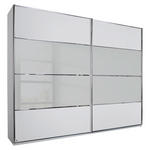 SCHWEBETÜRENSCHRANK in Grau, Weiß  - Chromfarben/Weiß, Design, Glas/Holzwerkstoff (280/235/68cm) - Cantus