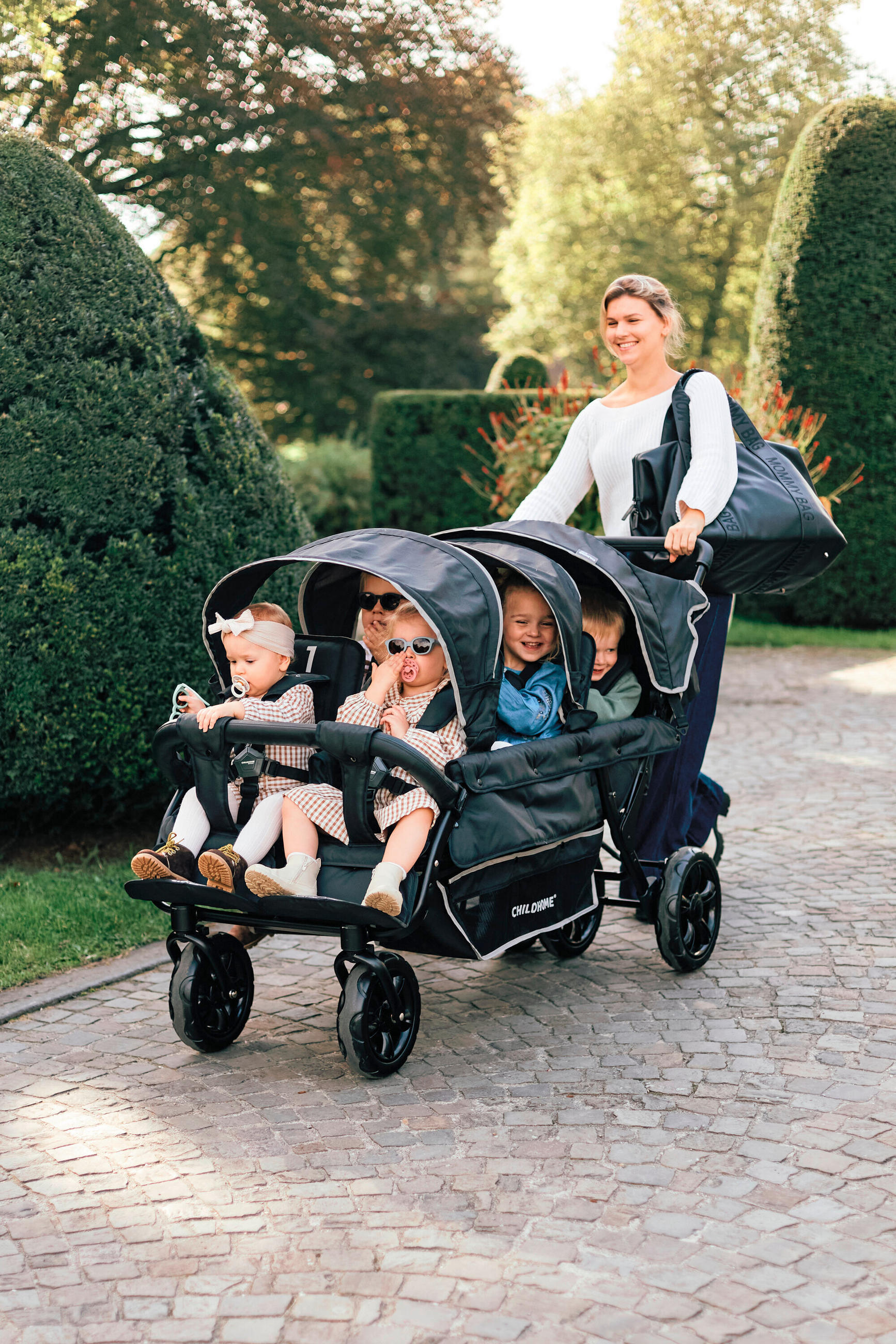 GESCHWISTERWAGEN  - Schwarz, Basics, Textil/Metall (163/85/107cm) - Childhome