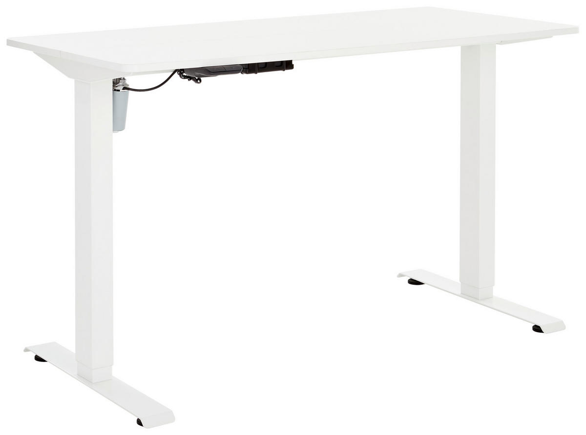 SCHREIBTISCH höhenverstellbar  - Weiß, MODERN, Holzwerkstoff/Metall (120/60/68,8-118,5cm) - Livetastic