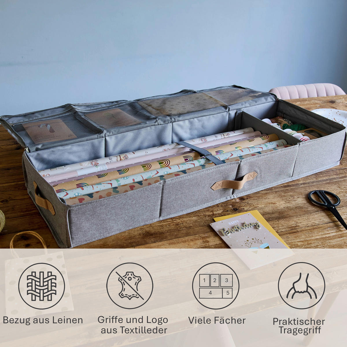 AUFBEWAHRUNGSBOX Premium  - Hellgrau, Basics, Textil (90/30/12cm) - Store It