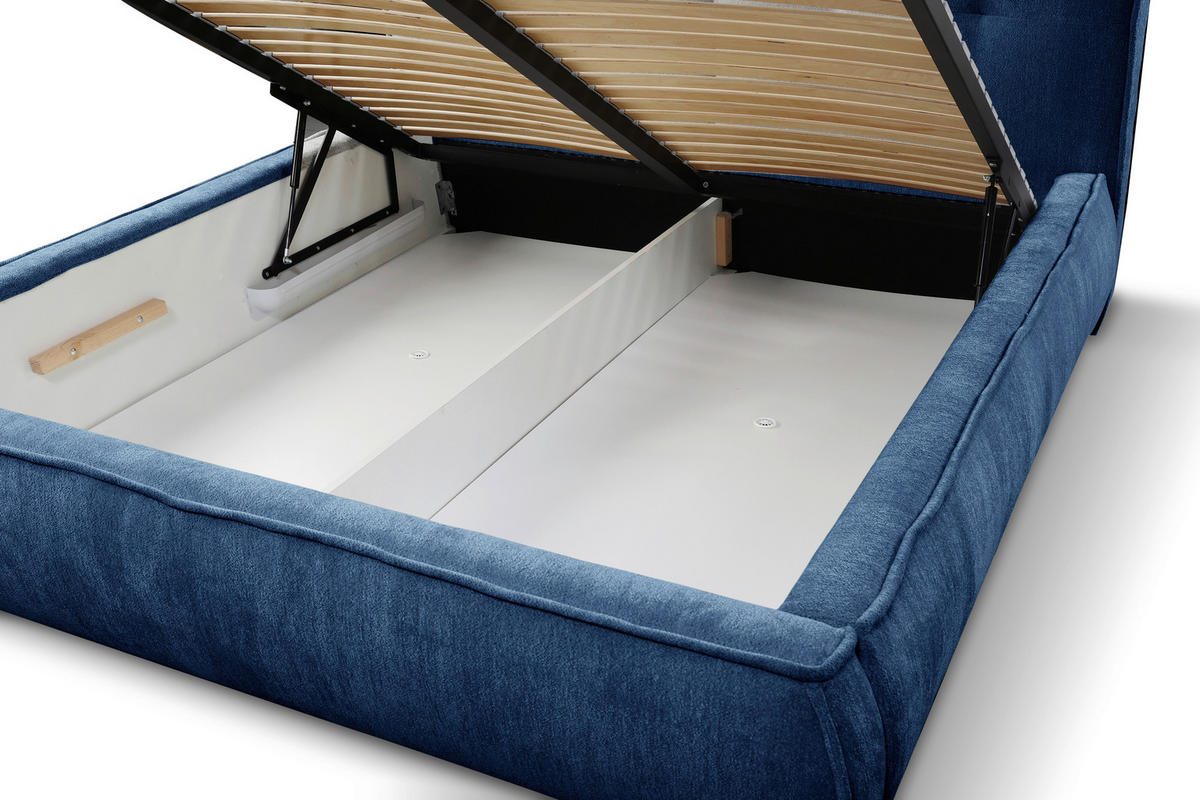 POLSTERBETT Lattenrost 180/200 cm  in Blau  - Blau/Beige, LIFESTYLE, Holz/Textil (180/200cm) - Livetastic