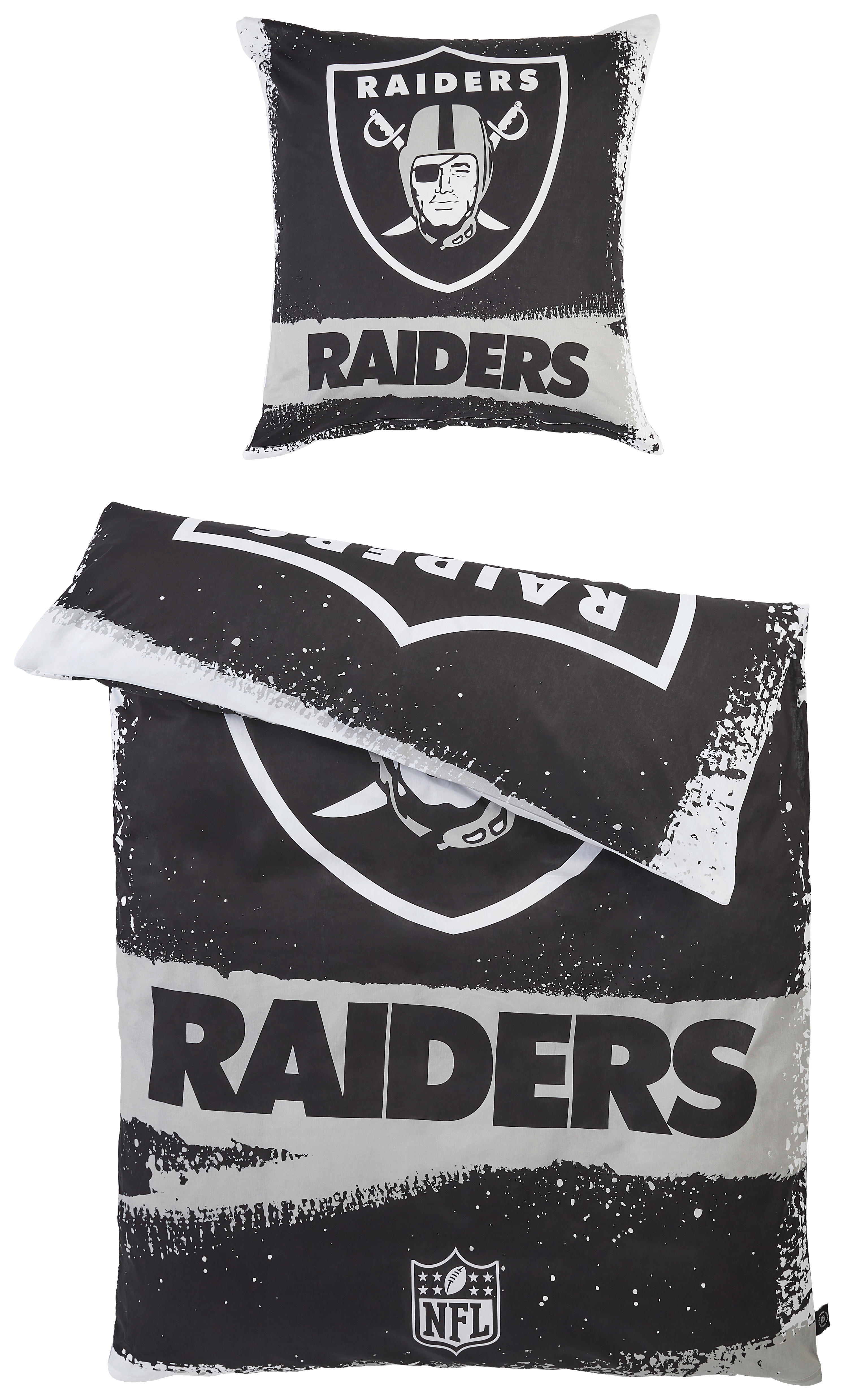 BETTWÄSCHE NFL Las Vegas Raiders Renforcé  - Schwarz, LIFESTYLE, Textil (135/200cm)