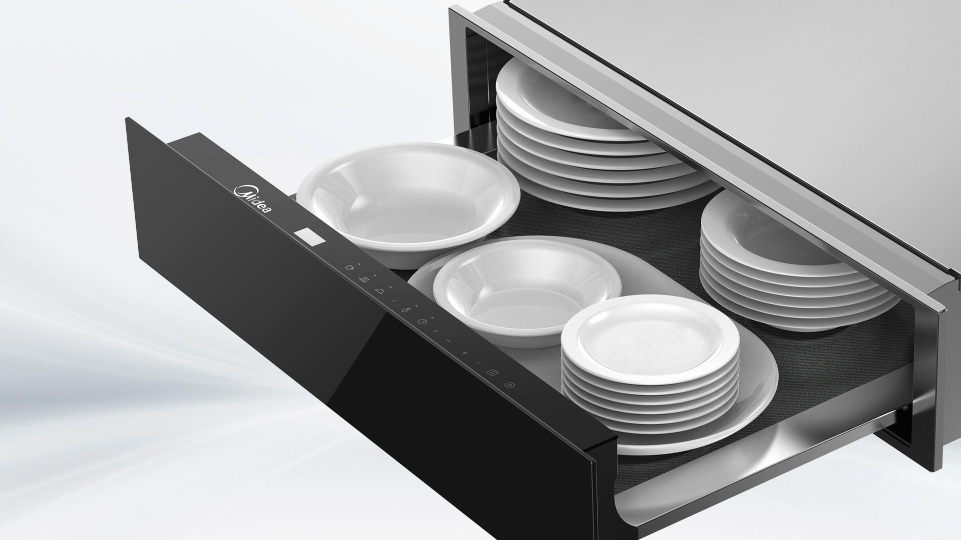 WÄRMESCHUBLADE MWMTCN14J-BK  - Schwarz, Basics, Glas/Metall (59,5/14,1/54,1cm) - Midea