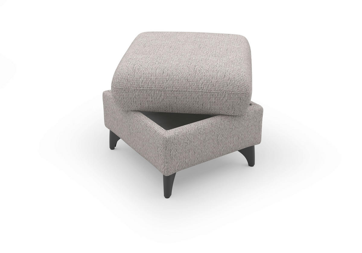 HOCKER in Textil Silberfarben  - Silberfarben/Schwarz, KONVENTIONELL, Textil/Metall (58/48/58cm) - Sit & More