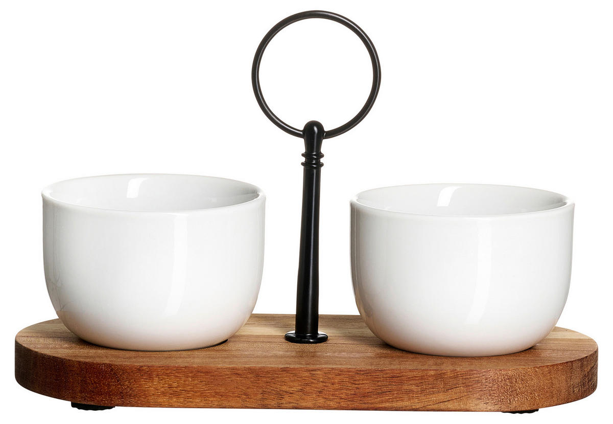 DIPSCHALENSET Gandia  - Braun/Weiß, KONVENTIONELL, Holz/Keramik (20/8/10cm) - Ritzenhoff Breker