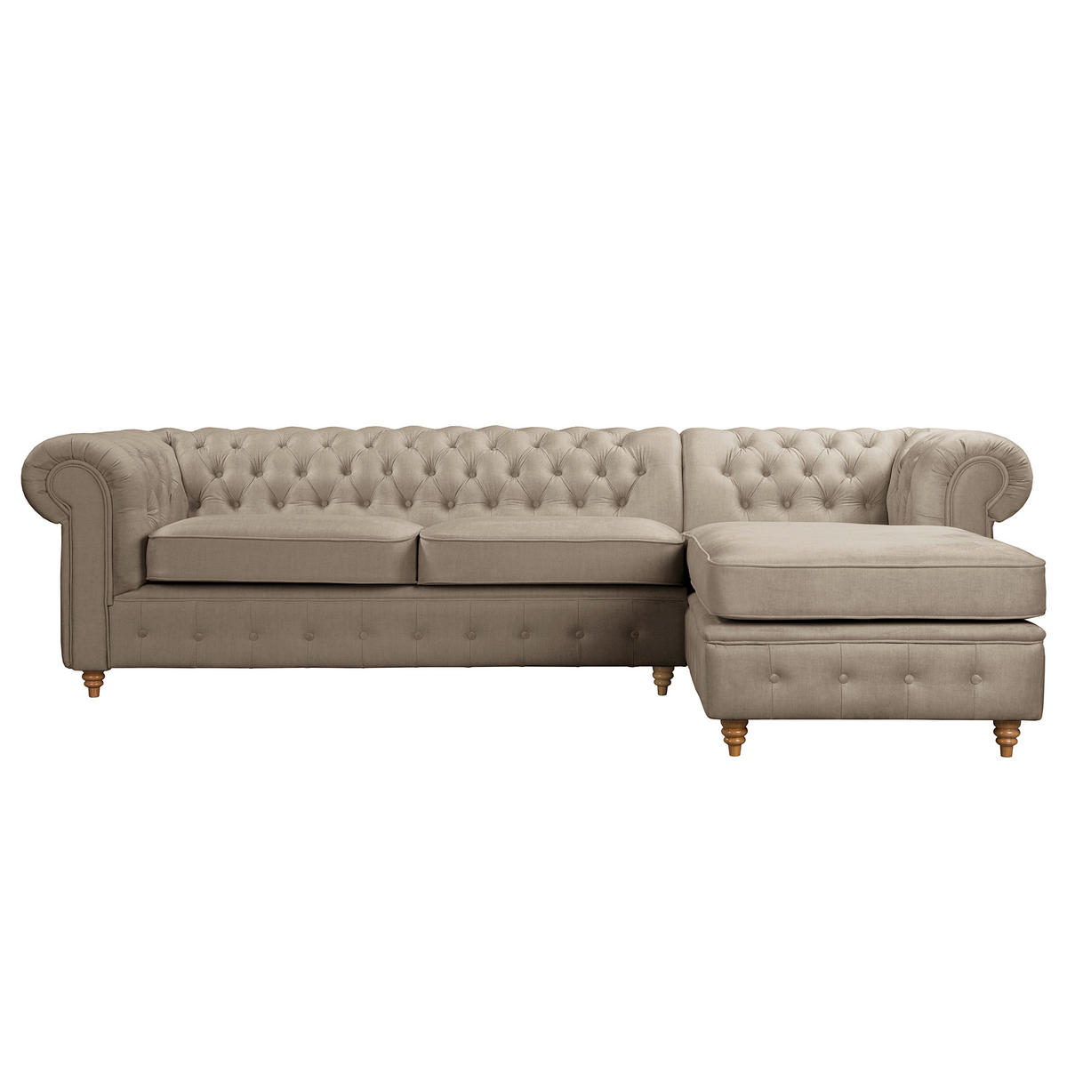 ECKSOFA Laura in Mikrofaser Taupe  284/182 cm  - Taupe/Creme, Design, Holz/Textil (284/182cm) - P & B