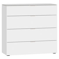 KOMMODE 90/87/43 cm  in Weiss  - Weiss/Edelstahlfarben, Design, Glas/Holzwerkstoff (90/87/43cm) - Jutzler