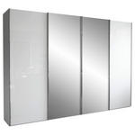 SCHWEBETÜRENSCHRANK 300/236/67 cm 4-türig Grau, Weiß  - Chromfarben/Weiß, KONVENTIONELL, Glas/Holzwerkstoff (300/236/67cm) - Dieter Knoll