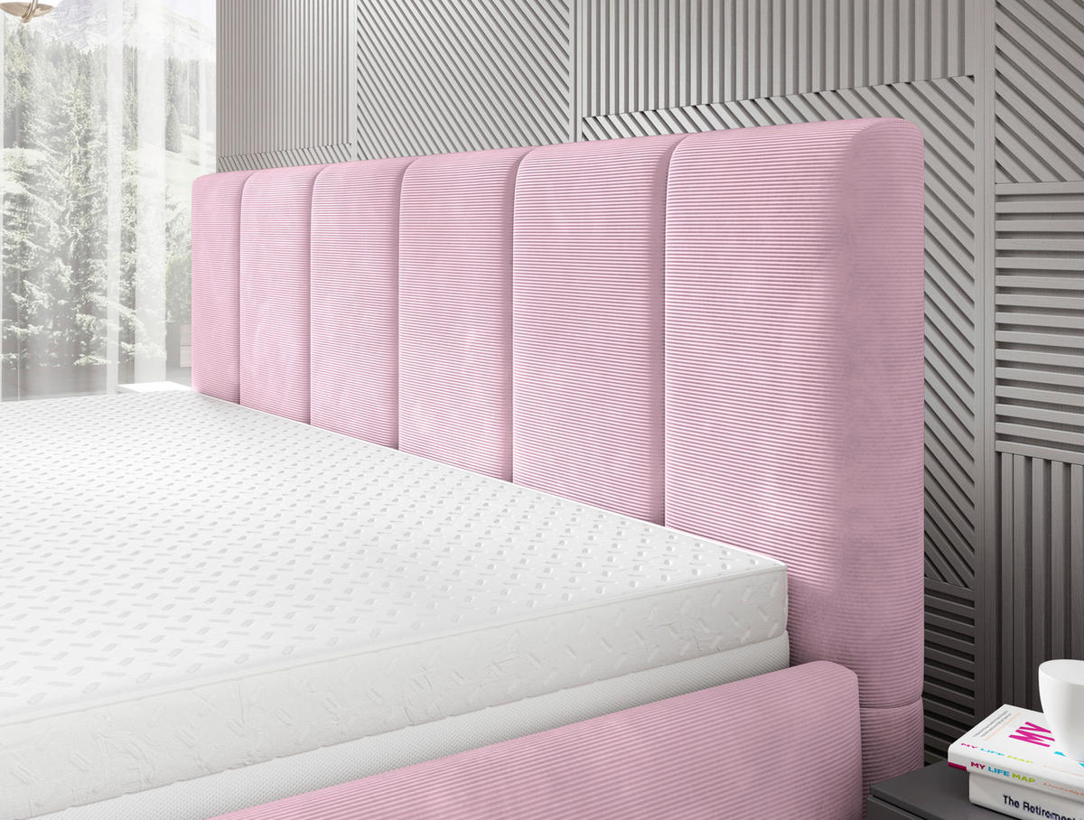 POLSTERBETT 160/200 cm  in Rosa  - Schwarz/Naturfarben, Trend, Holz/Textil (160/200cm) - home24