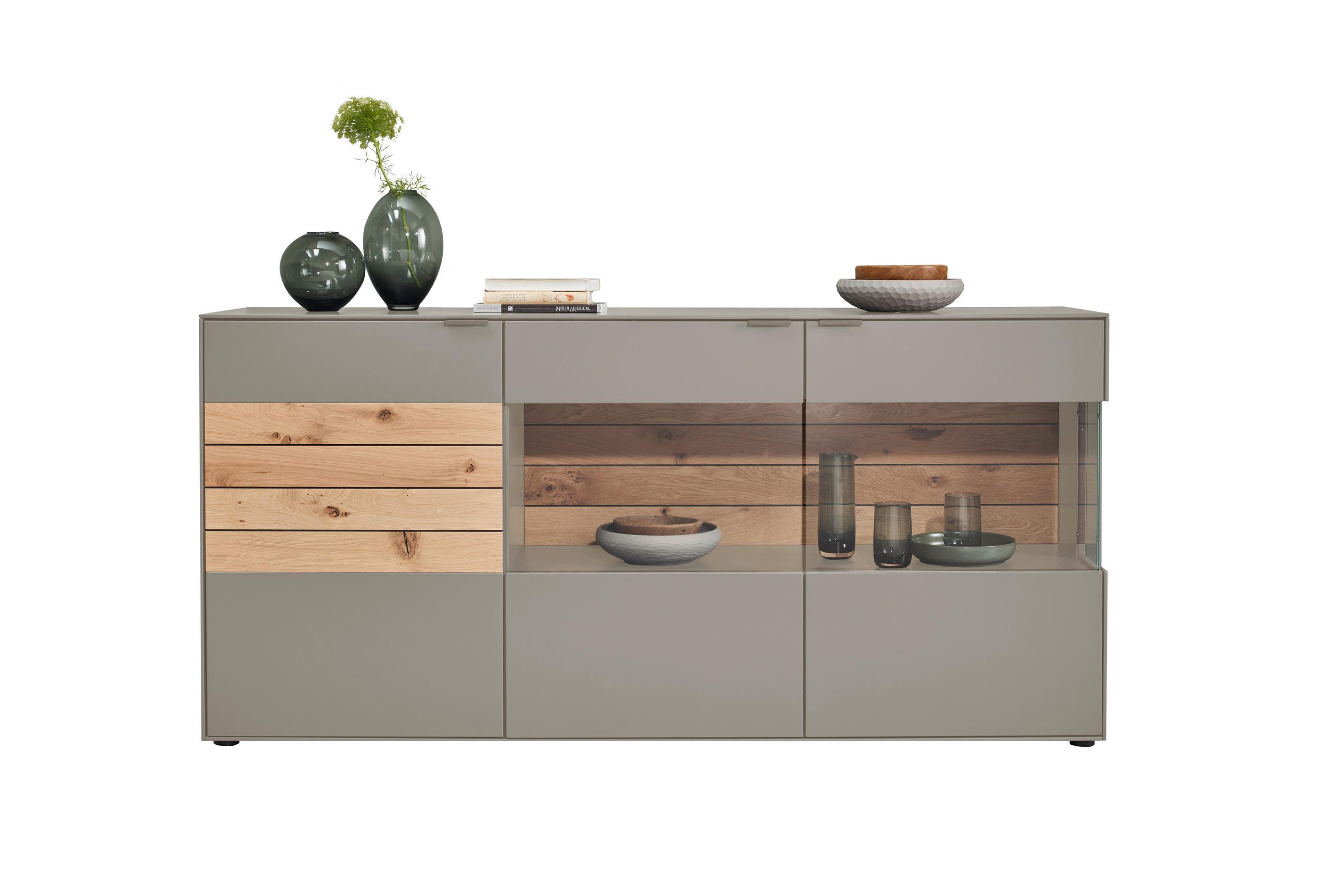 SIDEBOARD  in 181,9/87,9/45,2 cm  - Eichefarben/Hellgrau, Design, Glas/Holz (181,9/87,9/45,2cm) - Dieter Knoll