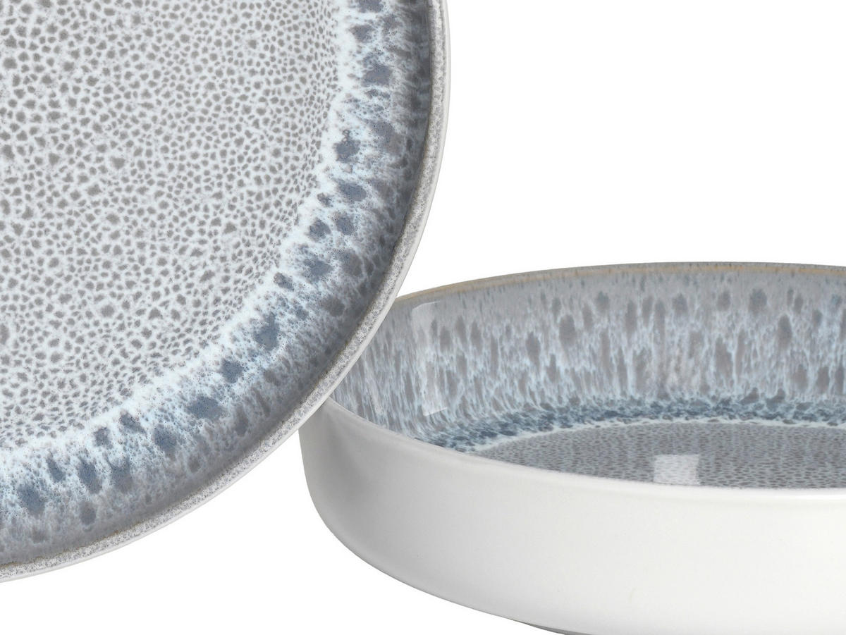 KOMBISERVICE Weiß, Seidengrau Nordic Fjord Stone 16-teilig 4 Personen  - Seidengrau/Weiß, Basics, Keramik - Creatable