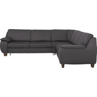 ECKSOFA Schieferfarben Flachgewebe  - Schieferfarben/Dunkelbraun, KONVENTIONELL, Holz/Textil (274/244cm) - Beldomo System