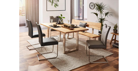 SCHWINGSTUHL    Echtleder  - Edelstahlfarben/Braun, Design, Leder/Metall (48/98,5/62cm) - Novel