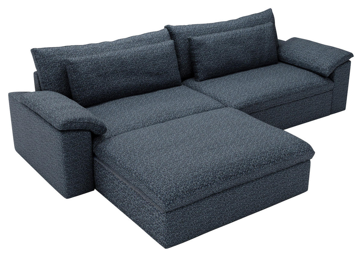 ECKSOFA  in Webstoff Blau  198/306 cm  - Blau/Schwarz, MODERN, Kunststoff/Textil (198/306cm) - Carryhome
