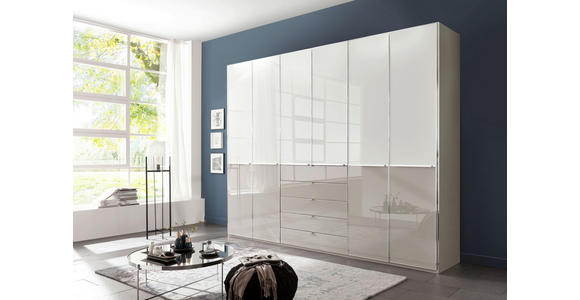 DREHTÜRENSCHRANK 300/236/58 cm 6-türig - Chromfarben/Weiß, Design, Glas/Holzwerkstoff (300/236/58cm) - Novel