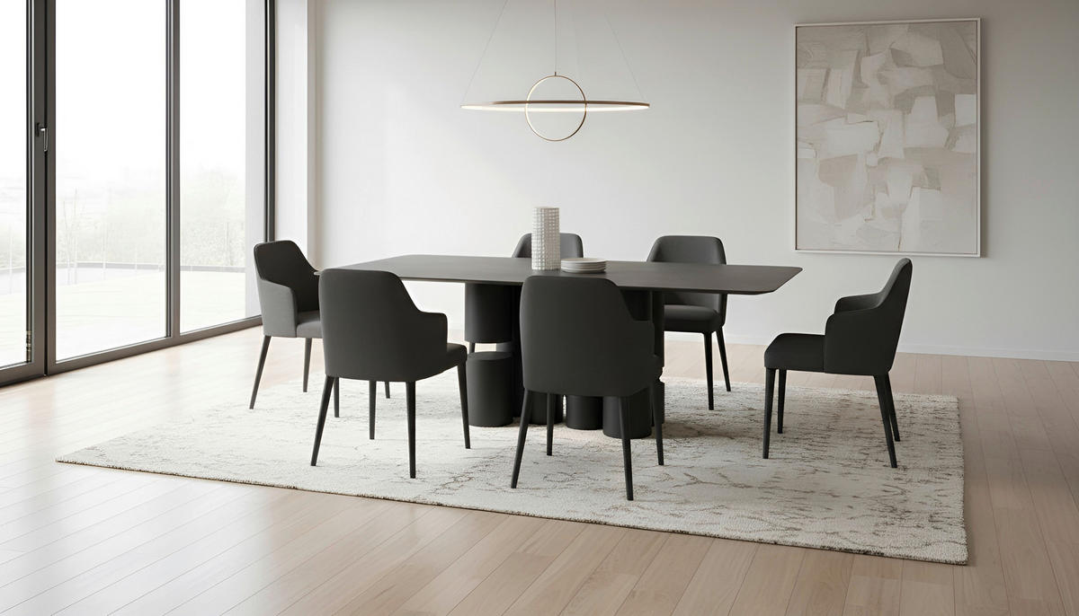 ESSTISCH 200/100/76 cm Nachbildung  Keramik, Holzwerkstoff rechteckig Dunkelgrau  - Dunkelgrau, Design, Keramik/Holzwerkstoff (200/100/76cm) - Belluti