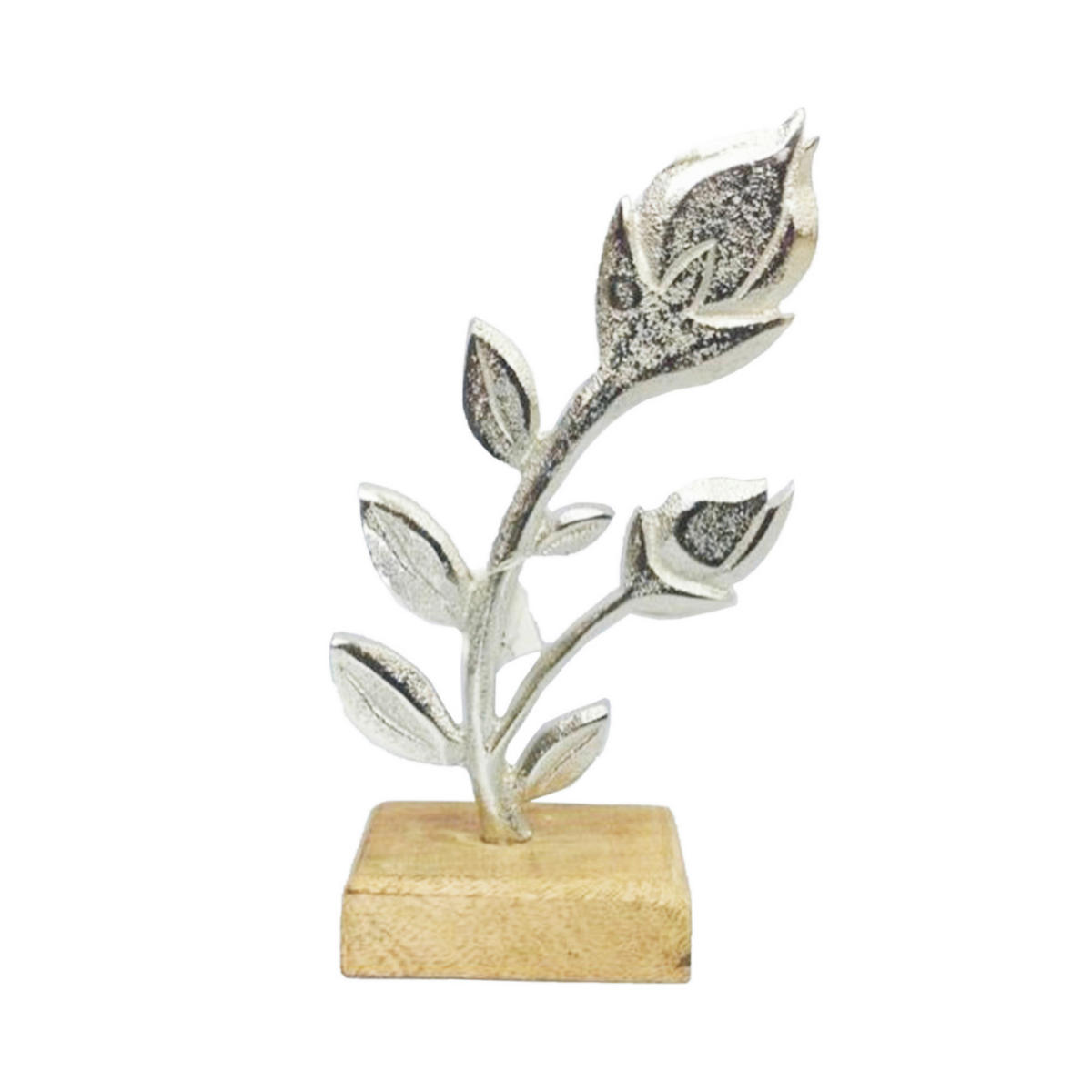 DEKOBLUME - Naturfarben/Nickelfarben, LIFESTYLE, Holz/Metall (14/18,5/5cm)