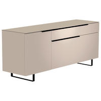 LOWBOARD Schwarz, Sandfarben  160/66/45 cm  - Sandfarben/Schwarz, Design, Glas/Holzwerkstoff (160/66/45cm) - Moderano